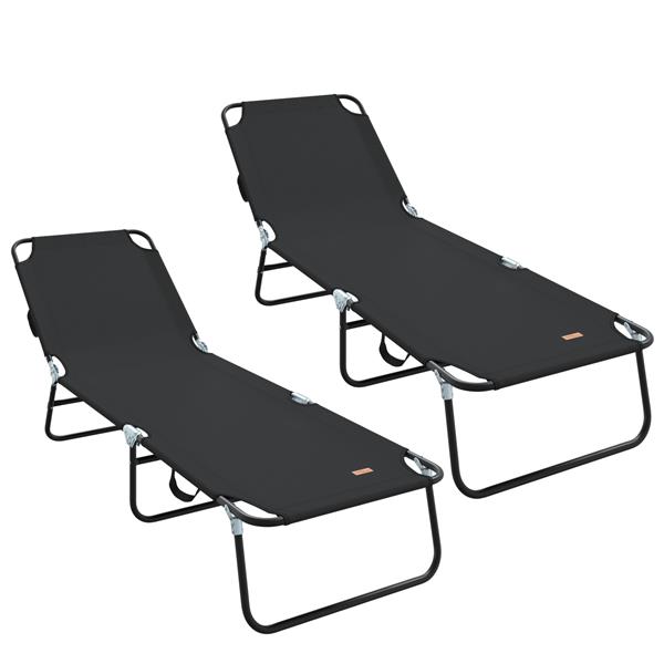 Grote foto vidaxl opvouwbaar ligbed 2 stuks draagbaar zwart 600d oxford stof tuin en terras tuinmeubelen