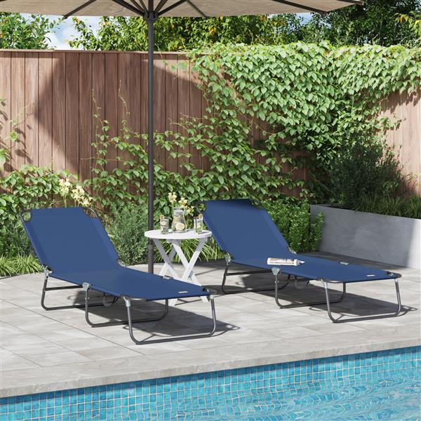 Grote foto vidaxl vouwbare ligbed 2 stuks draagbaar blauw 600d oxford stof tuin en terras tuinmeubelen