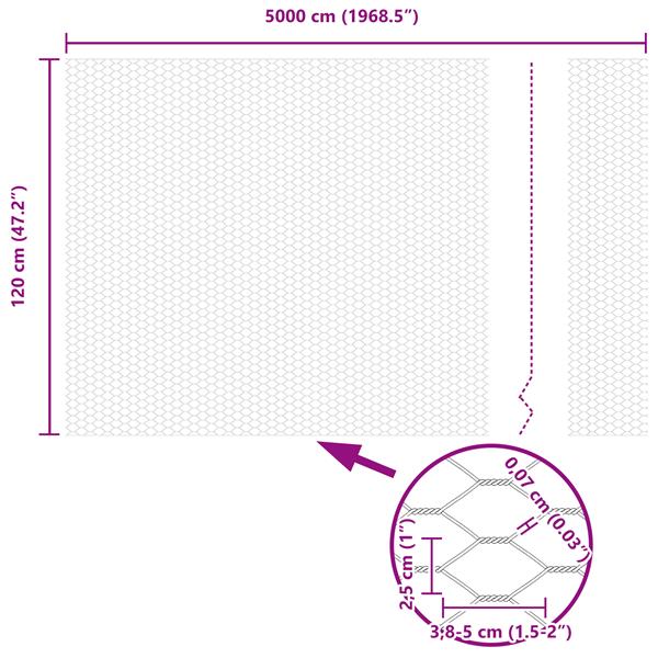 Grote foto vidaxl hexagon hek grijs 1 2x50 m staal tuin en terras hekken en schuttingen