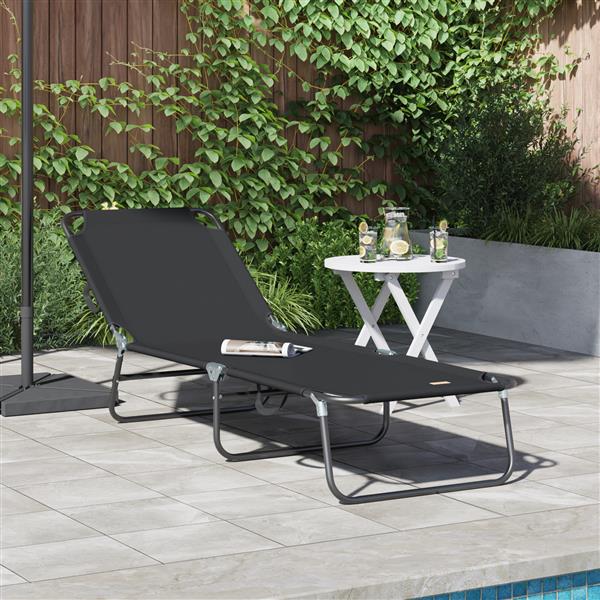 Grote foto vidaxl vouwbare ligbed draagbaar zwart 600d oxford stof tuin en terras tuinmeubelen