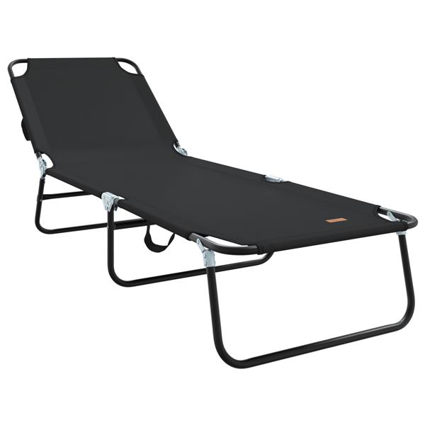 Grote foto vidaxl vouwbare ligbed draagbaar zwart 600d oxford stof tuin en terras tuinmeubelen