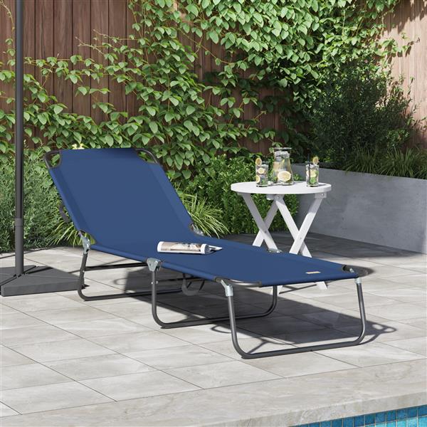 Grote foto vidaxl vouwbaar ligbed draagbaar blauw 600d oxford stof tuin en terras tuinmeubelen