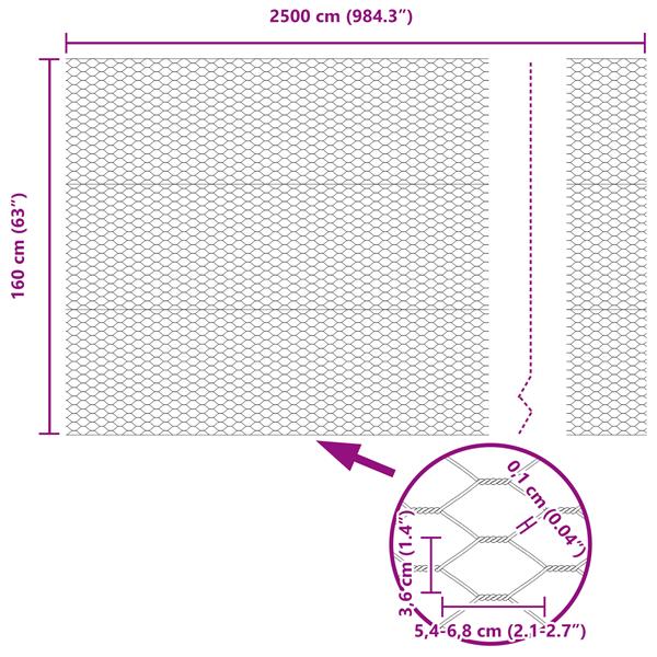 Grote foto vidaxl hexagon omheining grijs 1 6x25 m staal tuin en terras hekken en schuttingen
