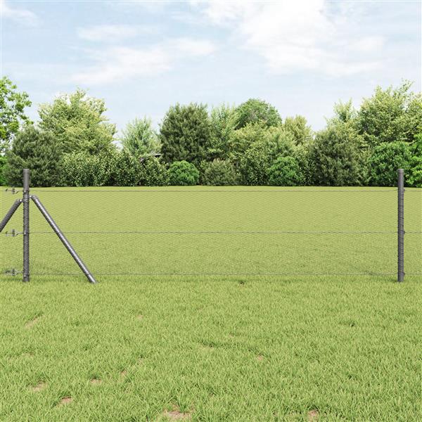Grote foto vidaxl hexagon tuinhek grijs 0.4x25 m staal tuin en terras hekken en schuttingen