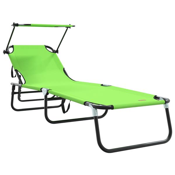 Grote foto vidaxl opvouwbaar ligbed met luifel groen 600d oxford stof tuin en terras tuinmeubelen