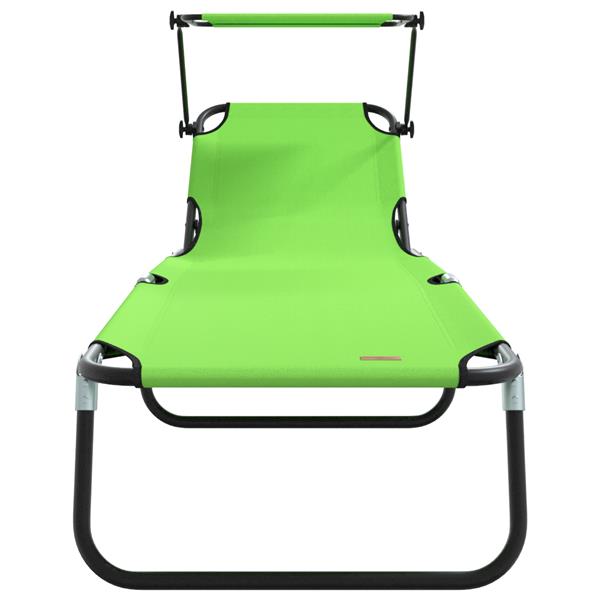 Grote foto vidaxl opvouwbaar ligbed met luifel groen 600d oxford stof tuin en terras tuinmeubelen