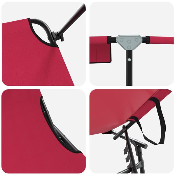 Grote foto vidaxl vouwbaar ligbed met luifel rood 600d oxford stof tuin en terras tuinmeubelen