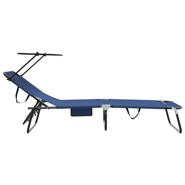 Grote foto vidaxl vouwbare ligbed met luifel blauw 600d oxford stof tuin en terras tuinmeubelen