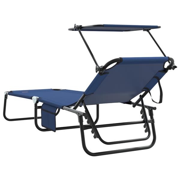 Grote foto vidaxl vouwbare ligbed met luifel blauw 600d oxford stof tuin en terras tuinmeubelen