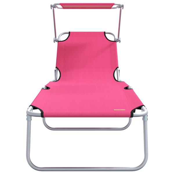 Grote foto vidaxl opvouwbare zonnebanken 2 pcs met luifel roze 600d oxford stof tuin en terras tuinmeubelen