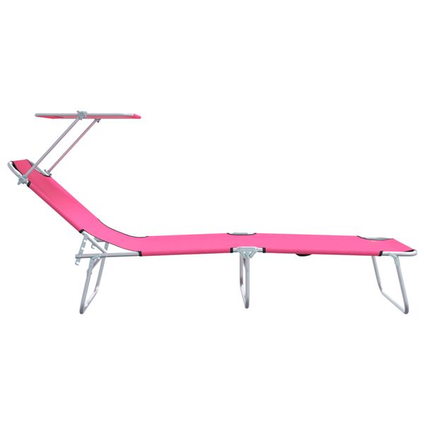 Grote foto vidaxl opvouwbare zonnebanken 2 pcs met luifel roze 600d oxford stof tuin en terras tuinmeubelen