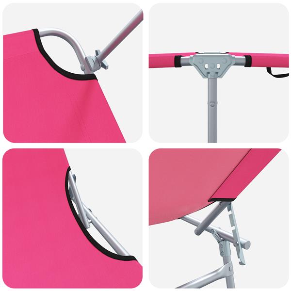 Grote foto vidaxl opvouwbare zonnebanken 2 pcs met luifel roze 600d oxford stof tuin en terras tuinmeubelen