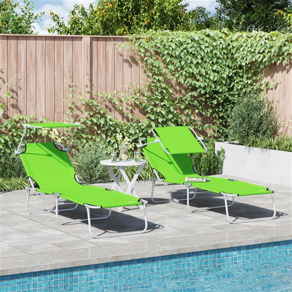 Grote foto vidaxl opvouwbare zonnebeden 2 stuks met canopy groen 600d oxford stof tuin en terras tuinmeubelen
