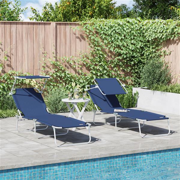 Grote foto vidaxl opvouwbare zonnebeden 2 stuks met luifel blauwe 600d oxford stof tuin en terras tuinmeubelen