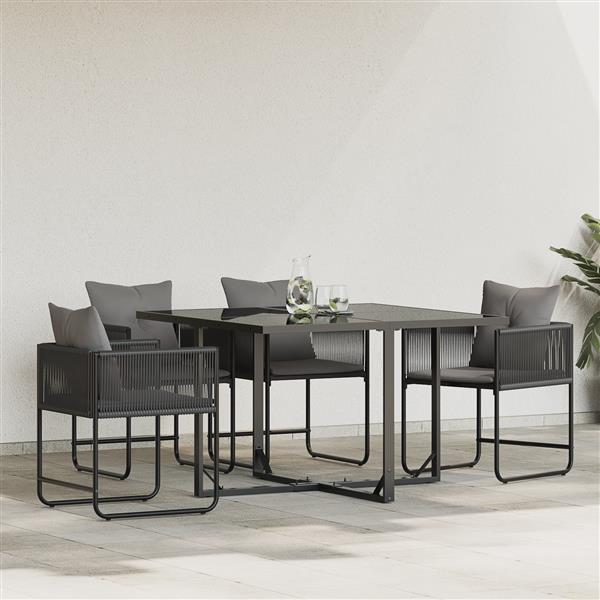Grote foto vidaxl tuinstoelen 4 st met kussens poly rattan zwart tuin en terras tuinmeubelen