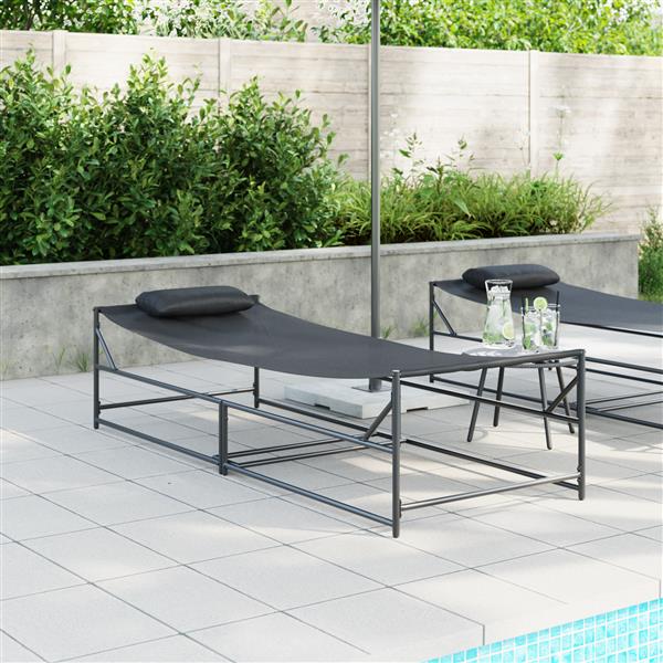 Grote foto vidaxl ligbed 200x74x73 cm staal en textileen antraciet tuin en terras tuinmeubelen