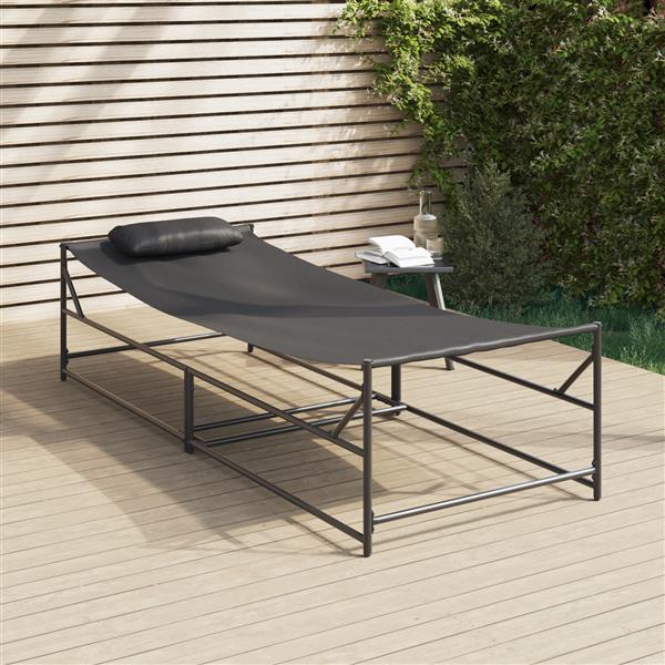Grote foto vidaxl ligbed 200x74x73 cm staal en textileen antraciet tuin en terras tuinmeubelen