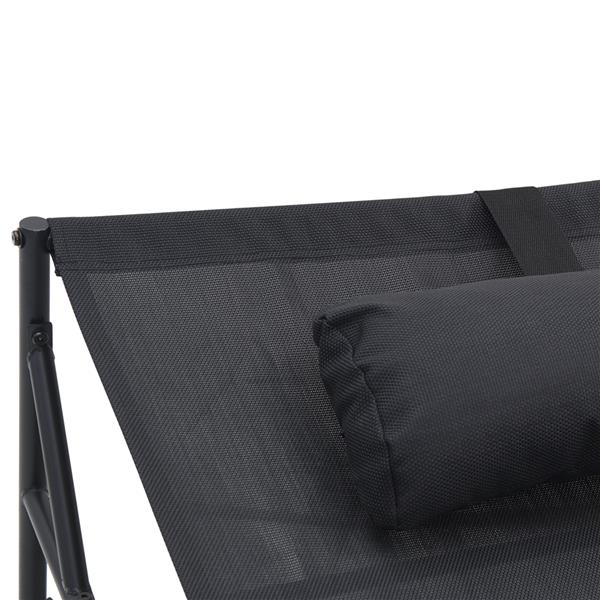Grote foto vidaxl ligbed 200x74x73 cm staal en textileen antraciet tuin en terras tuinmeubelen