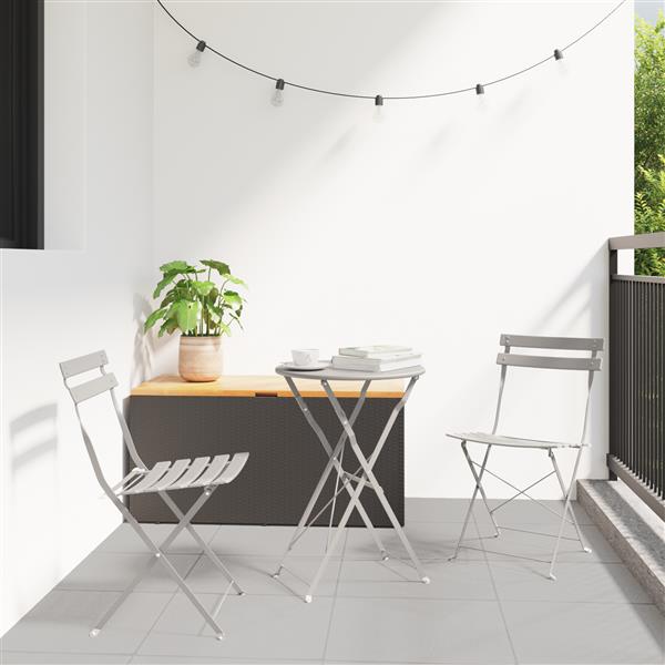 Grote foto vidaxl 3 delige bistroset inklapbaar staal beige tuin en terras tuinmeubelen