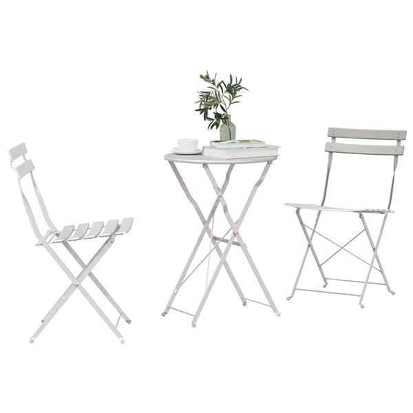 Grote foto vidaxl 3 delige bistroset inklapbaar staal beige tuin en terras tuinmeubelen