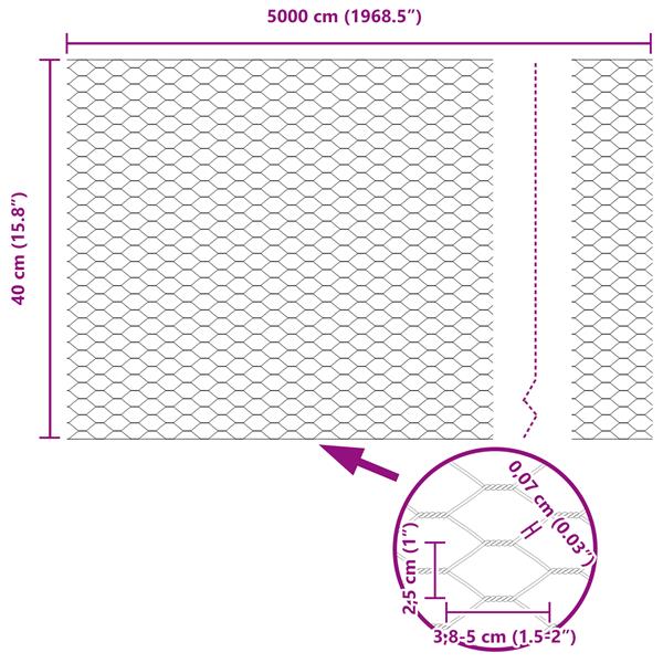 Grote foto vidaxl hexagonaal heining groen 0.4x50 m staal tuin en terras hekken en schuttingen