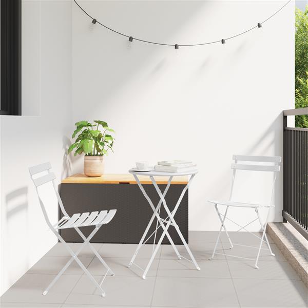 Grote foto vidaxl 3 delige bistroset inklapbaar staal wit tuin en terras tuinmeubelen