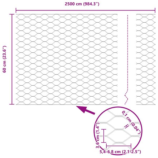Grote foto vidaxl hexagonaal hek groen 0 6x25 m staal tuin en terras hekken en schuttingen