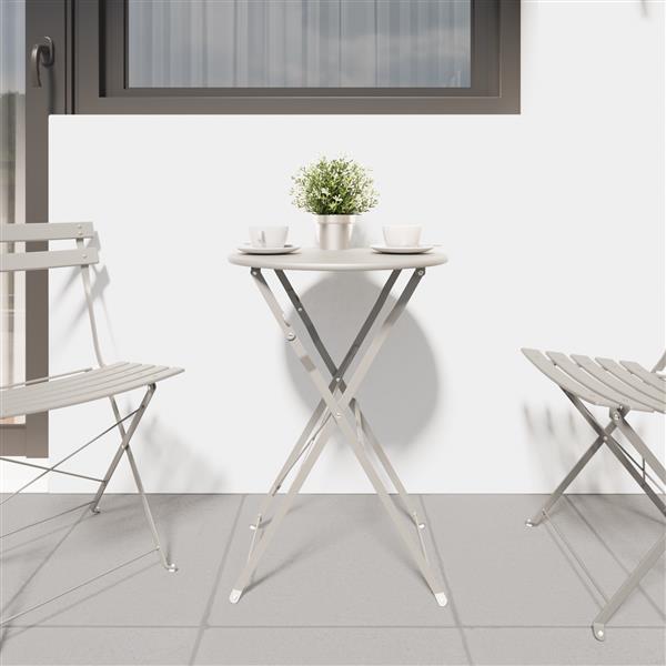Grote foto vidaxl bistrotafel 50x71 cm gepoedercoat staal beige tuin en terras tuinmeubelen