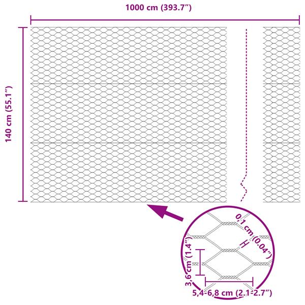 Grote foto vidaxl hexagon schutting groen 1 4x10 m staal tuin en terras hekken en schuttingen