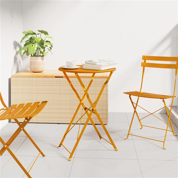 Grote foto vidaxl bistrotafel 50x71 cm gepoedercoat staal mosterdgeel tuin en terras tuinmeubelen