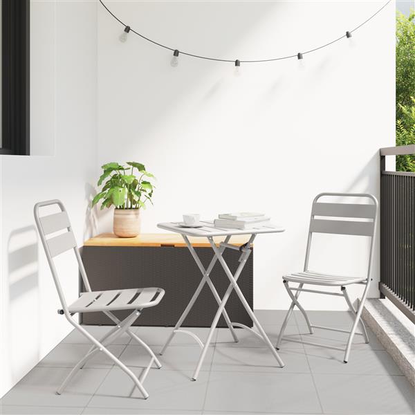 Grote foto vidaxl 3 delige bistroset inklapbaar staal beige tuin en terras tuinmeubelen