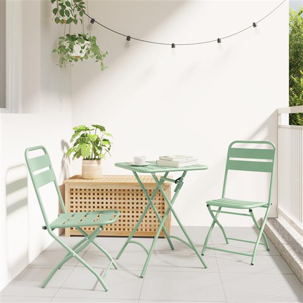 Grote foto vidaxl 3 delige bistroset inklapbaar staal lichtmint tuin en terras tuinmeubelen