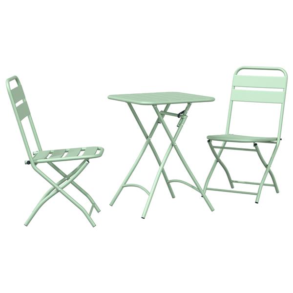 Grote foto vidaxl 3 delige bistroset inklapbaar staal lichtmint tuin en terras tuinmeubelen
