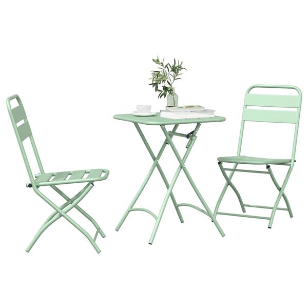 Grote foto vidaxl 3 delige bistroset inklapbaar staal lichtmint tuin en terras tuinmeubelen