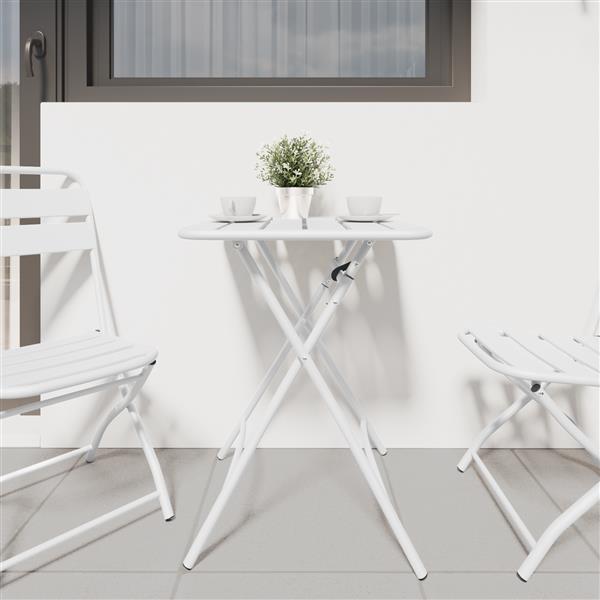 Grote foto vidaxl tuintafel inklapbaar 55x55x73 cm staal wit tuin en terras tuinmeubelen