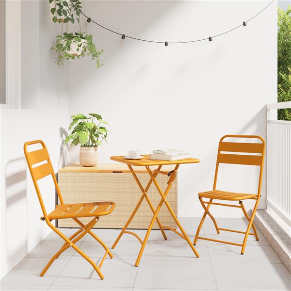 Grote foto vidaxl tuinstoelen 2 st inklapbaar 42x52x82 cm staal mosterdgeel tuin en terras tuinmeubelen