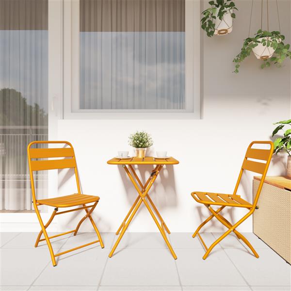 Grote foto vidaxl tuinstoelen 2 st inklapbaar 42x52x82 cm staal mosterdgeel tuin en terras tuinmeubelen