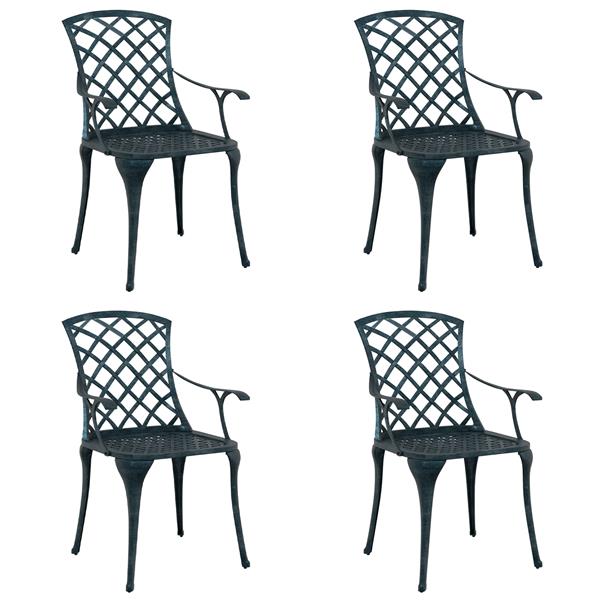 Grote foto vidaxl tuinstoelen 4 st stapelbaar gietaluminium groen tuin en terras tuinmeubelen