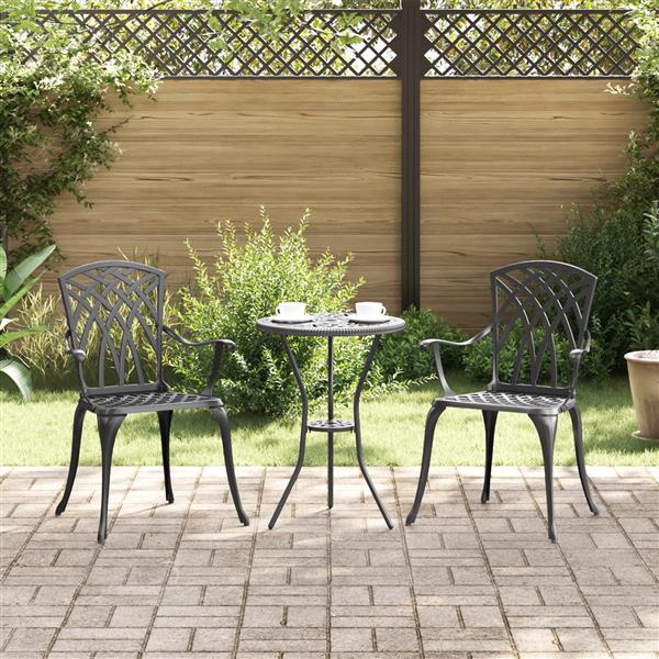 Grote foto vidaxl tuinstoelen 2 st gietaluminium zwart tuin en terras tuinmeubelen
