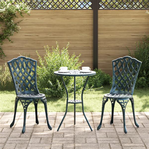 Grote foto vidaxl 3 delige tuinbistroset gietaluminium groen tuin en terras tuinmeubelen