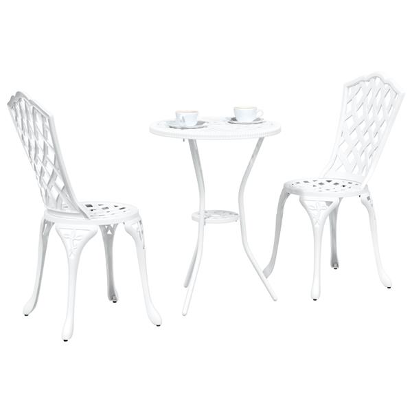 Grote foto vidaxl 3 delige tuinbistroset gietaluminium wit tuin en terras tuinmeubelen