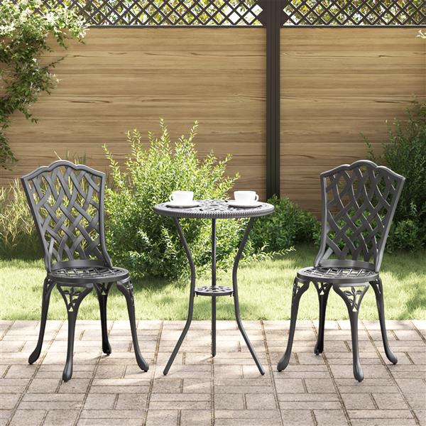 Grote foto vidaxl 3 delige tuinbistroset gietaluminium zwart tuin en terras tuinmeubelen