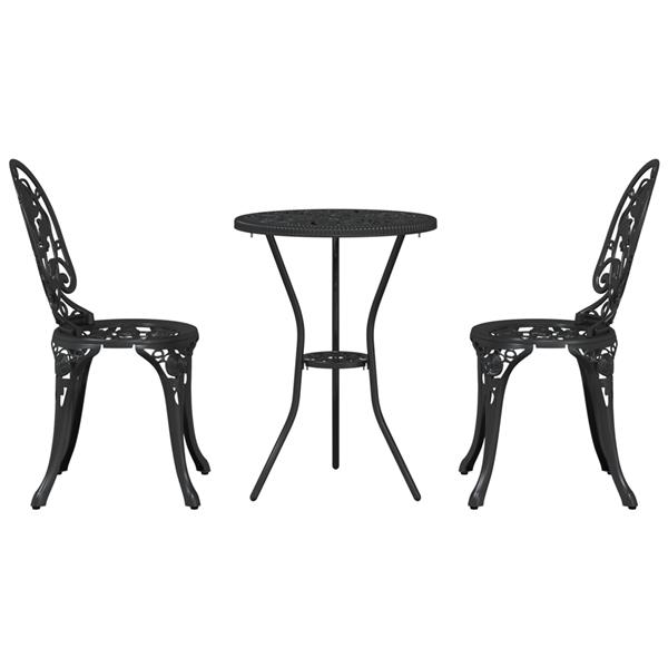 Grote foto vidaxl 3 delige tuinbistroset gietaluminium zwart tuin en terras tuinmeubelen