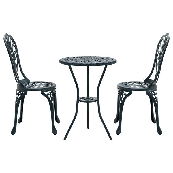 Grote foto vidaxl 3 delige tuinbistroset gietaluminium groen tuin en terras tuinmeubelen