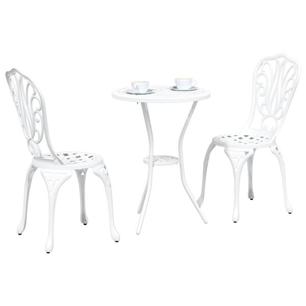Grote foto vidaxl 3 delige tuinbistroset gietaluminium wit tuin en terras tuinmeubelen