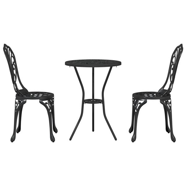 Grote foto vidaxl 3 delige tuinbistroset gietaluminium zwart tuin en terras tuinmeubelen
