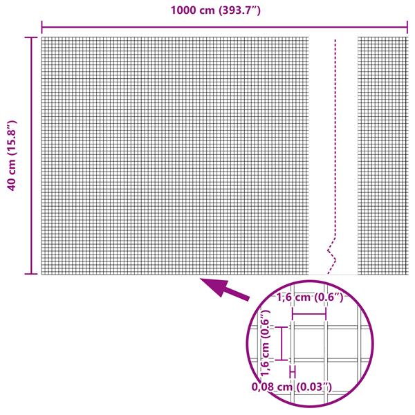 Grote foto vidaxl gelaste draadomheining groen 0 4 x 10 m staal tuin en terras hekken en schuttingen