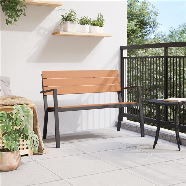 Grote foto vidaxl tuinbank staal en wpc bruin en zwart tuin en terras tuinmeubelen