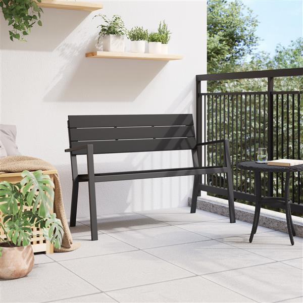 Grote foto vidaxl tuinbank staal en wpc zwart tuin en terras tuinmeubelen