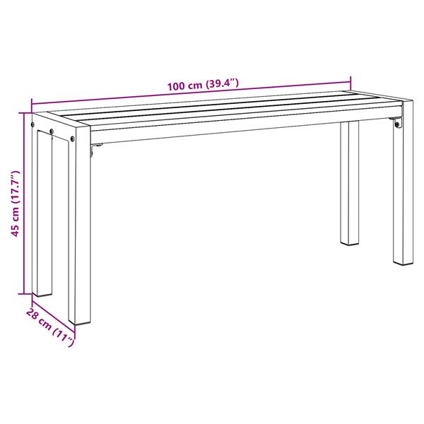 Grote foto vidaxl tuinbank 100 cm staal en wpc bruin en zwart tuin en terras tuinmeubelen